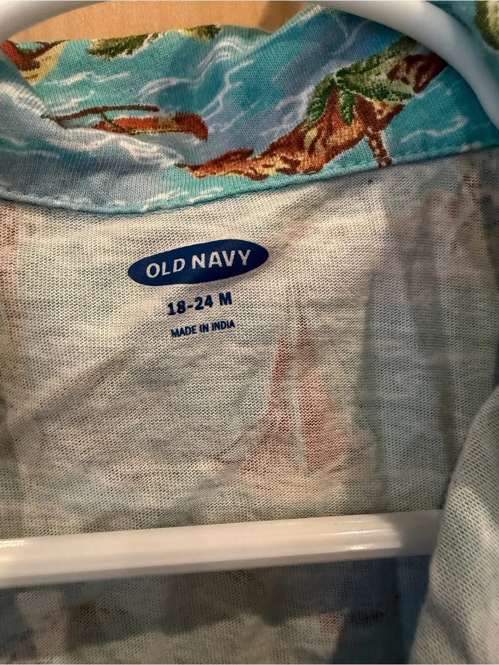 Old Navy Blue Tropical Island Print Polo - Kids